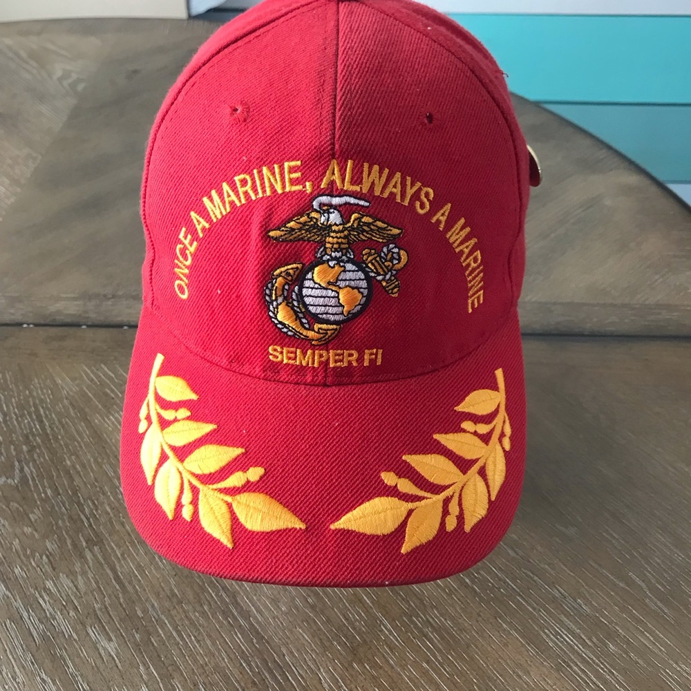 Once a Marine Always a Marine/Semper Fi  Baseball Cap Hat With Pins See Desc ***